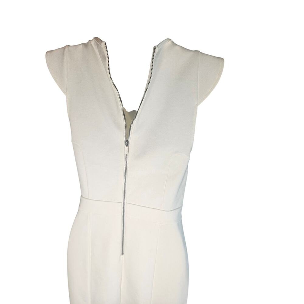 French Connection White Body Con Dress Sz 4 Shift Sleeveless Ruffled Stretchy - Picture 5 of 8